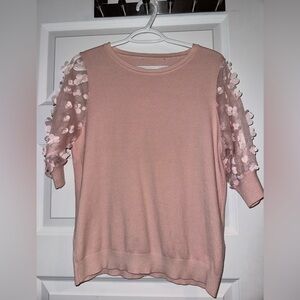 Pink Top with flowered sleeves